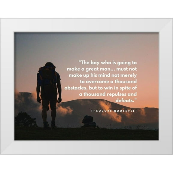ArtsyQuotes 14x12 White Modern Wood Framed Museum Art Print Titled - Theodore Roosevelt Quote: A Great Man