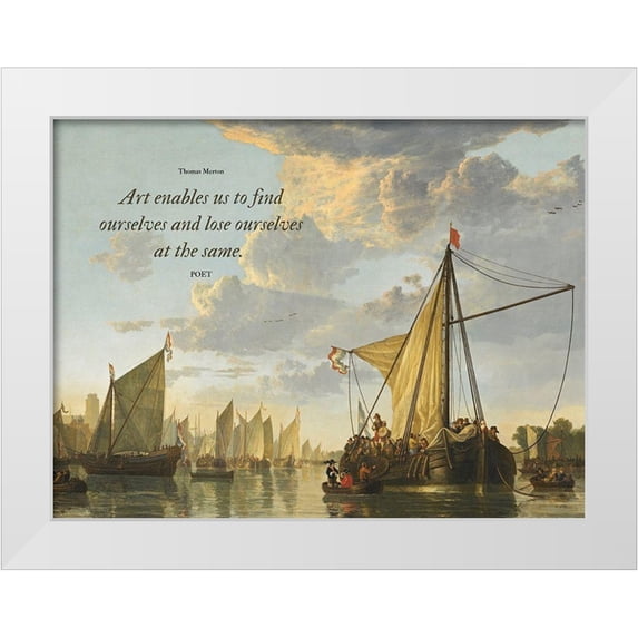 ArtsyQuotes 14x12 White Modern Wood Framed Museum Art Print Titled - Thomas Merton Quote: Find Ourselves