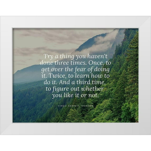 ArtsyQuotes 14x12 White Modern Wood Framed Museum Art Print Titled - Virgil Garnett Thomson Quote: Get Over the Fear