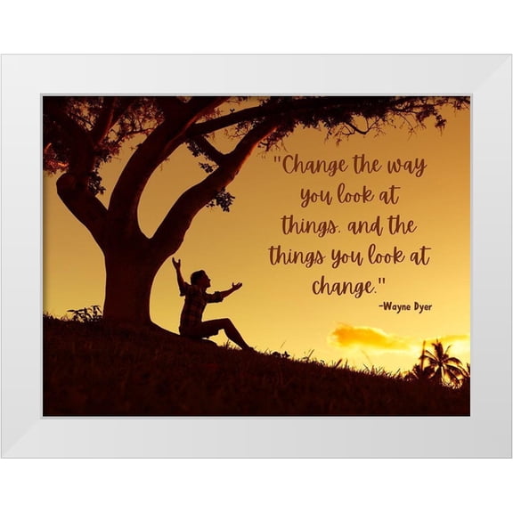 ArtsyQuotes 14x12 White Modern Wood Framed Museum Art Print Titled - Wayne Dyer Quote: Change