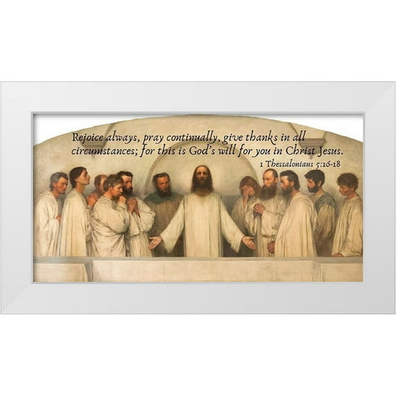 ArtsyQuotes 14x9 White Modern Wood Framed Museum Art Print Titled - Bible Verse Quote 1 Thessalonians 5:16-18, Eugene Burnand - The High Priestly Prayer