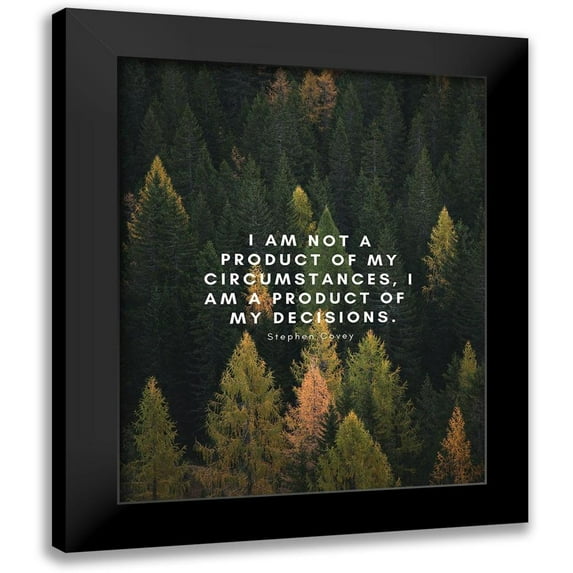 ArtsyQuotes 15x18 Black Modern Framed Museum Art Print Titled - Stephen Covey Quote: My Decisions
