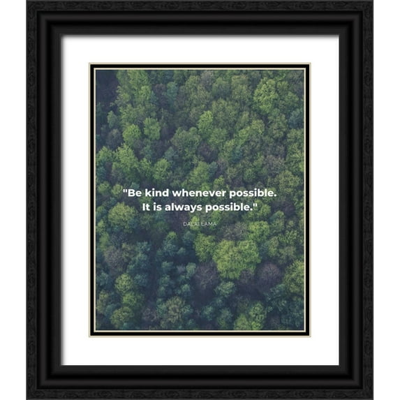 ArtsyQuotes 15x18 Black Ornate Wood Framed with Double Matting Museum Art Print Titled - Dalai Lama Quote: Be Kind