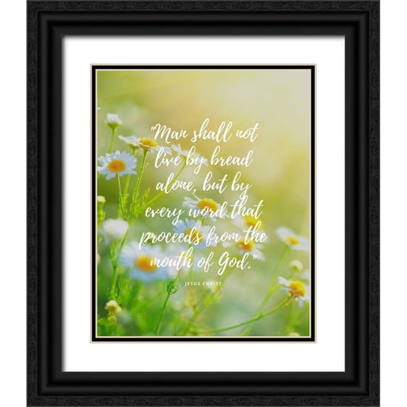 ArtsyQuotes 15x18 Black Ornate Wood Framed with Double Matting Museum Art Print Titled - Matthew 4:4 Quote: The Mouth of God