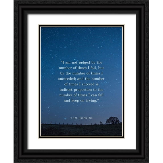 ArtsyQuotes 15x18 Black Ornate Wood Framed with Double Matting Museum Art Print Titled - Tom Hopkins Quote: I Succeed