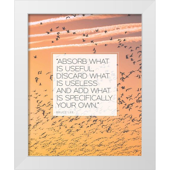 ArtsyQuotes 15x18 White Modern Wood Framed Museum Art Print Titled - Bruce Lee Quote: Absorb What is Useful