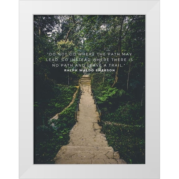 ArtsyQuotes 15x18 White Modern Wood Framed Museum Art Print Titled - Ralph Waldo Emerson Quote: Leave a Trail