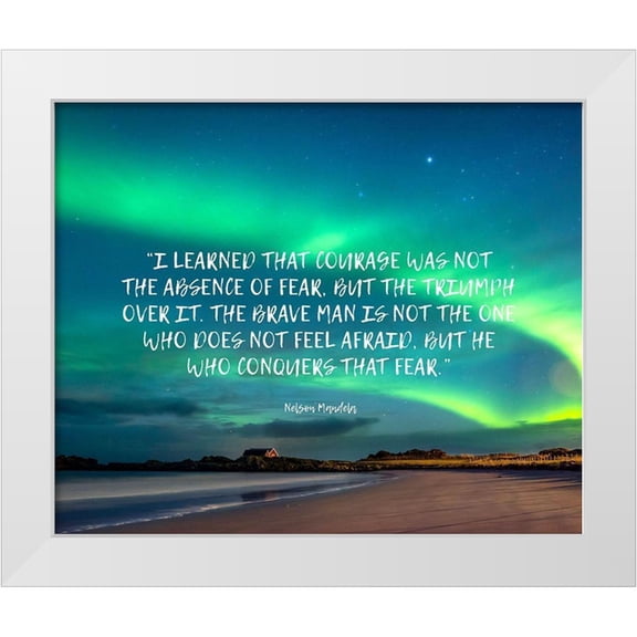ArtsyQuotes 17x15 White Modern Wood Framed Museum Art Print Titled - Nelson Mandela Quote: Absence of Fear