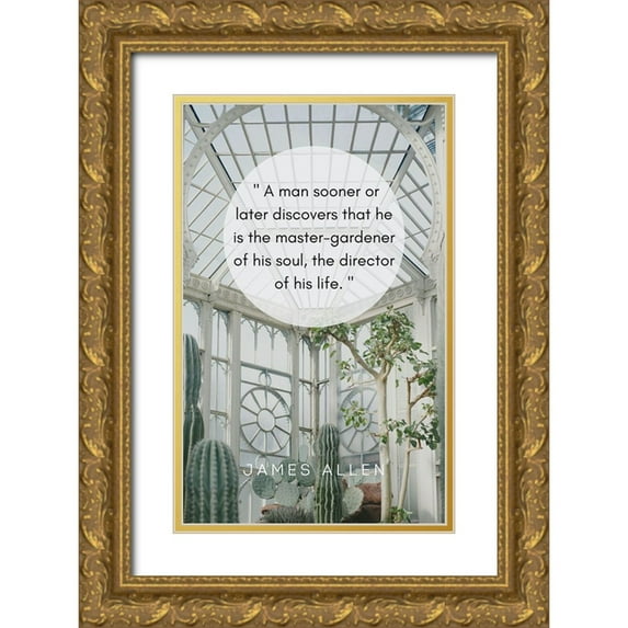 ArtsyQuotes 17x24 Gold Ornate Wood Framed with Double Matting Museum Art Print Titled - James Allen Quote: Director of His Life
