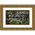 thumbnail image 1 of ArtsyQuotes 18x12 Gold Ornate Wood Framed with Double Matting Museum Art Print Titled - Bible Verse Quote 1 Corinthians 16:14, Louis Comfort Tiffany - Garden Landscape Window, 1 of 4