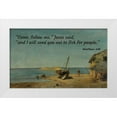 thumbnail image 1 of ArtsyQuotes 18x13 White Modern Wood Framed Museum Art Print Titled - Bible Verse Quote Matthew 4:19, Konstantinos Volanakis - The Fishermans Home on the Beach, 1 of 4