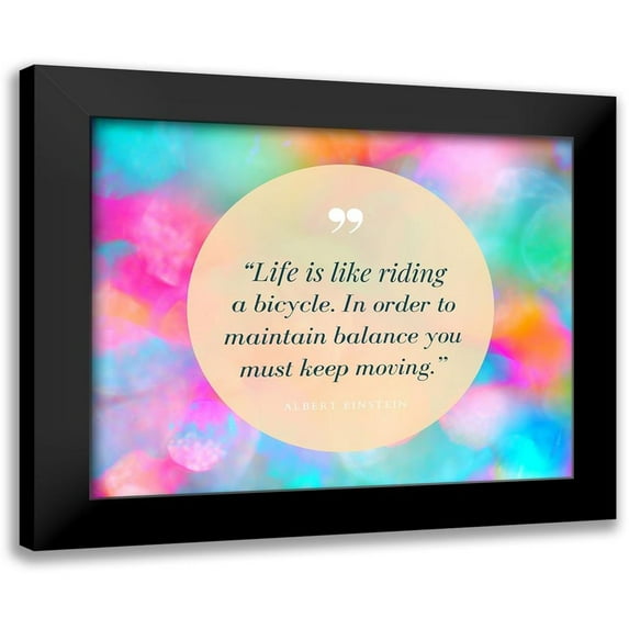 ArtsyQuotes 18x15 Black Modern Framed Museum Art Print Titled - Albert Einstein Quote: Life is Like Riding a Bicycle