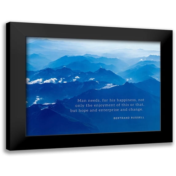 ArtsyQuotes 18x15 Black Modern Framed Museum Art Print Titled - Bertrand Russell Quote: For His Happiness