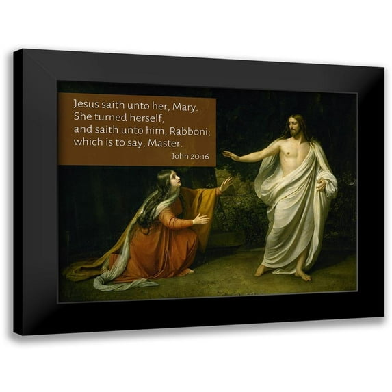 ArtsyQuotes 18x15 Black Modern Framed Museum Art Print Titled - Bible Verse Quote John 20:16, Alexander Ivanov - The Appearance of Christ to Mary Magdalene