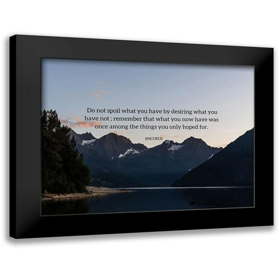 ArtsyQuotes 18x15 Black Modern Framed Museum Art Print Titled - Epicurus Quote: Desiring What You Have