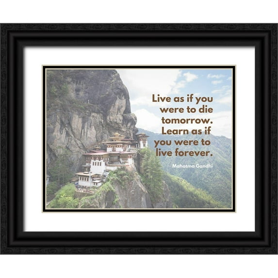 ArtsyQuotes 18x15 Black Ornate Wood Framed with Double Matting Museum Art Print Titled - Mahatma Gandhi Quote: Live Forever
