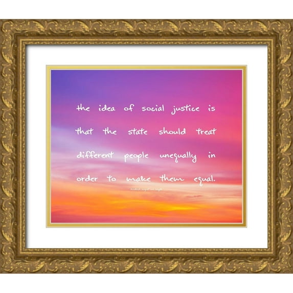 ArtsyQuotes 18x15 Gold Ornate Wood Framed with Double Matting Museum Art Print Titled - Friedrich August von Hayek Quote: Social Justice