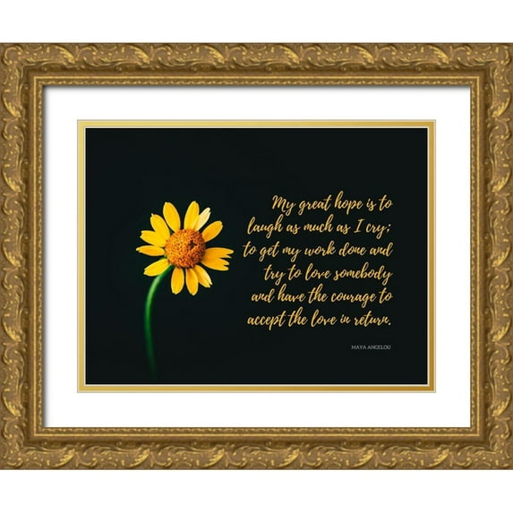 ArtsyQuotes 18x15 Gold Ornate Wood Framed with Double Matting Museum Art Print Titled - Maya Angelou Quote: My Great Hope