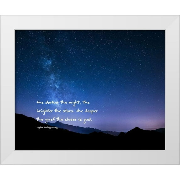 ArtsyQuotes 18x15 White Modern Wood Framed Museum Art Print Titled - Fydor Dostoyevesky Quote: Darker the Night