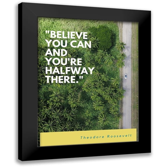 ArtsyQuotes 19x24 Black Modern Framed Museum Art Print Titled - Theodore Roosevelt Quote: Believe You Can