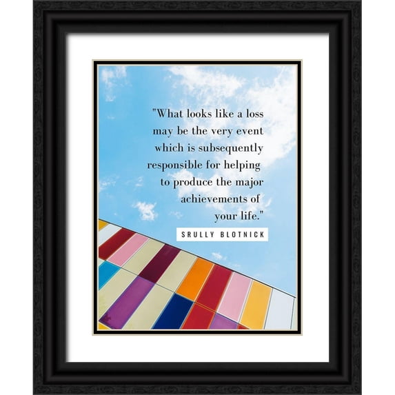 ArtsyQuotes 19x24 Black Ornate Wood Framed with Double Matting Museum Art Print Titled - Srully Blotnick Quote: Achievement