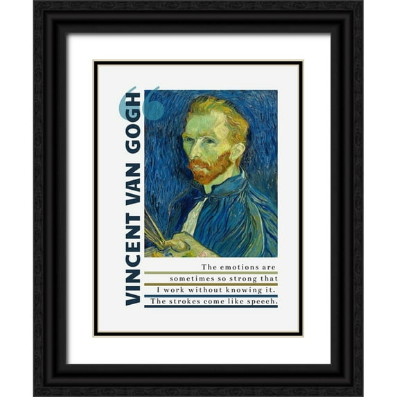 ArtsyQuotes 19x24 Black Ornate Wood Framed with Double Matting Museum Art Print Titled - Vincent Van Gogh Quote: Emotions