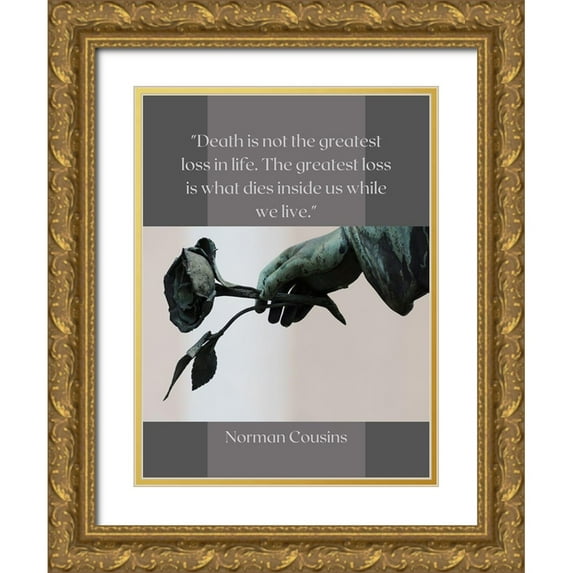 ArtsyQuotes 19x24 Gold Ornate Wood Framed with Double Matting Museum Art Print Titled - Norman Cousins Quote: Loss of Life