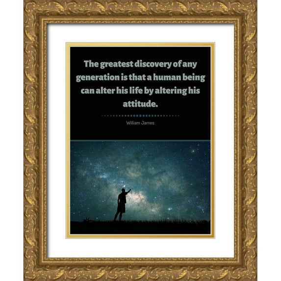 ArtsyQuotes 19x24 Gold Ornate Wood Framed with Double Matting Museum Art Print Titled - William James Quote: Discovery