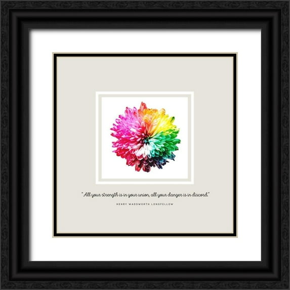 ArtsyQuotes 20x20 Black Ornate Wood Framed with Double Matting Museum Art Print Titled - Henry Wadsworth Longfellow Quote: Strength in Your Union