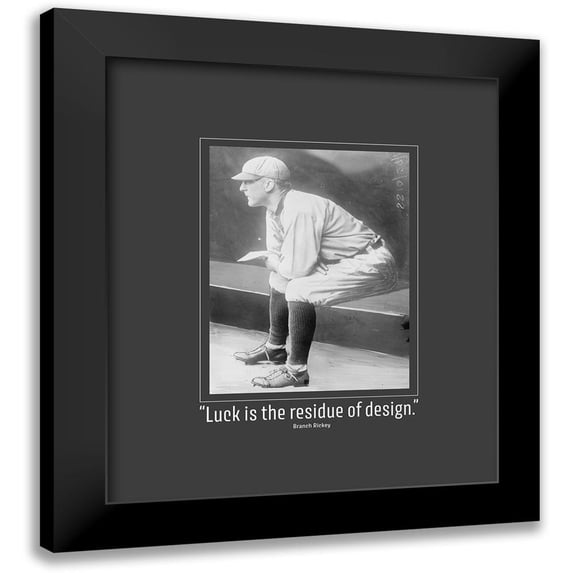 ArtsyQuotes 20x23 Black Modern Framed Museum Art Print Titled - Branch Rickey Quote: Luck