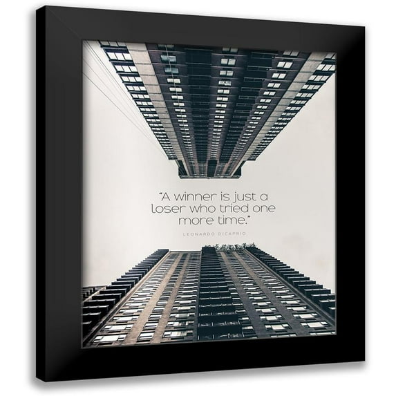 ArtsyQuotes 20x24 Black Modern Framed Museum Art Print Titled - Leonardo Dicaprio Quote: A Winner