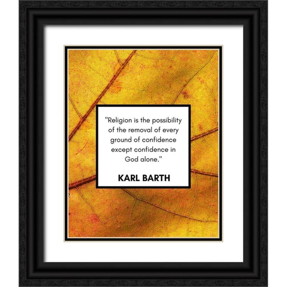 ArtsyQuotes 20x24 Black Ornate Wood Framed with Double Matting Museum Art Print Titled - Karl Barth Quote: Religion