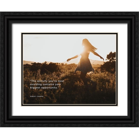 ArtsyQuotes 24x19 Black Ornate Wood Framed with Double Matting Museum Art Print Titled - Robin S. Sharma Quote: Opportunity
