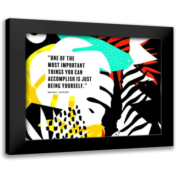 ArtsyQuotes 24x20 Black Modern Framed Museum Art Print Titled - Dwyane Johnson Quote: Being Yourself