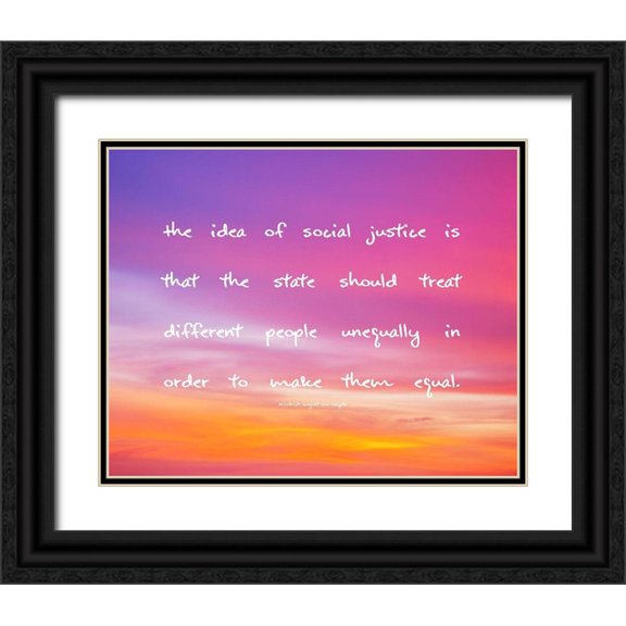 ArtsyQuotes 24x20 Black Ornate Wood Framed with Double Matting Museum Art Print Titled - Friedrich August von Hayek Quote: Social Justice