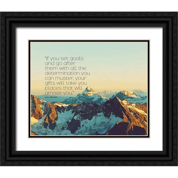ArtsyQuotes 24x20 Black Ornate Wood Framed with Double Matting Museum Art Print Titled - Les Brown Quote: Set Goals
