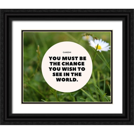 ArtsyQuotes 24x20 Black Ornate Wood Framed with Double Matting Museum Art Print Titled - Mahatma Gandhi Quote: Be the Change