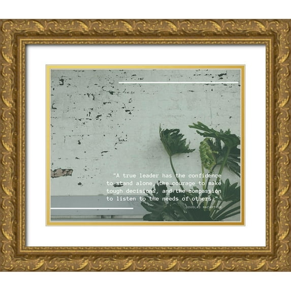 ArtsyQuotes 24x20 Gold Ornate Wood Framed with Double Matting Museum Art Print Titled - Douglas MacArthur Quote: A True Leader