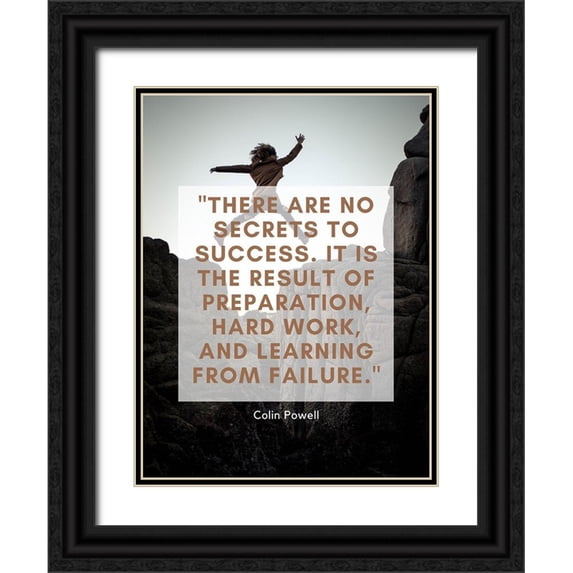 ArtsyQuotes 25x32 Black Ornate Wood Framed with Double Matting Museum Art Print Titled - Colin Powell Quote: No Secrets to Success