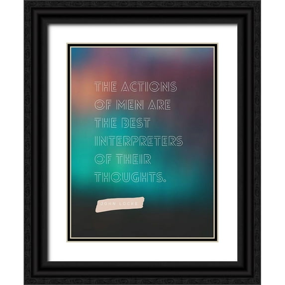 ArtsyQuotes 25x32 Black Ornate Wood Framed with Double Matting Museum Art Print Titled - John Locke Quote: Actions of Men