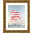 thumbnail image 1 of ArtsyQuotes 25x32 Gold Ornate Wood Framed with Double Matting Museum Art Print Titled - Plato Quote: The Beginning, 1 of 4