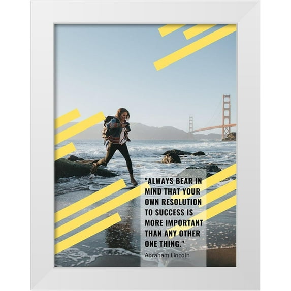 ArtsyQuotes 25x32 White Modern Wood Framed Museum Art Print Titled - Abraham Lincoln Quote: Resolution to Success
