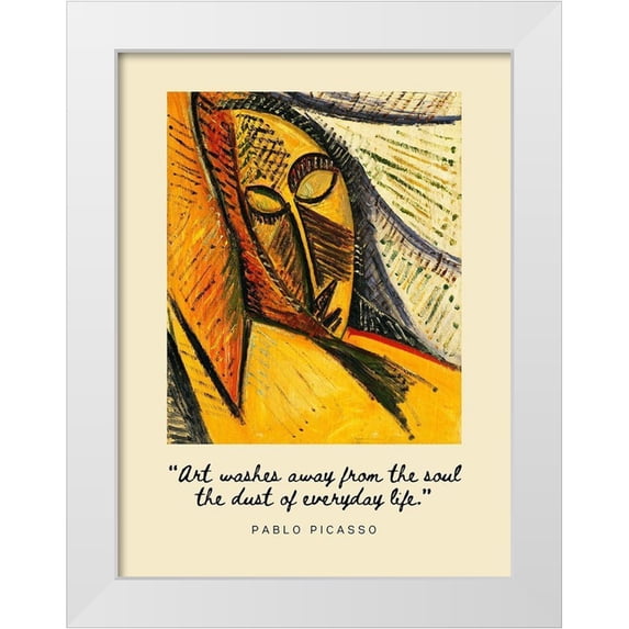 ArtsyQuotes 25x32 White Modern Wood Framed Museum Art Print Titled - Pablo Picasso Quote: Everyday Life