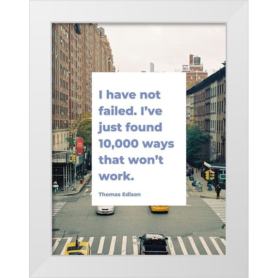 ArtsyQuotes 25x32 White Modern Wood Framed Museum Art Print Titled - Thomas Edison Quote: 10,000 Ways