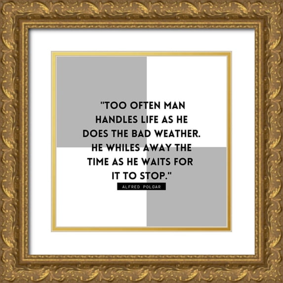 ArtsyQuotes 26x26 Gold Ornate Wood Framed with Double Matting Museum Art Print Titled - Alfred Polgar Quote: Bad Weather