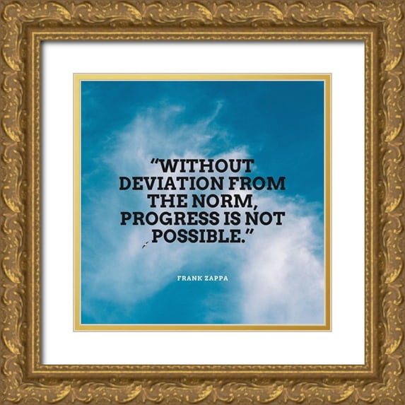 ArtsyQuotes 26x26 Gold Ornate Wood Framed with Double Matting Museum Art Print Titled - Frank Zappa Quote: Without Deviation
