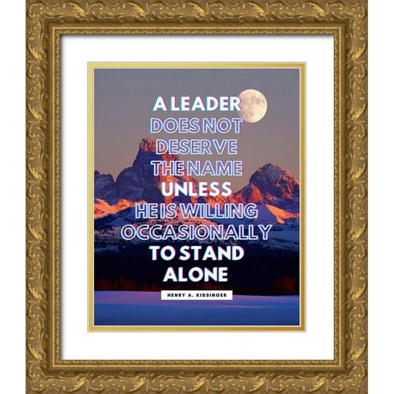 ArtsyQuotes 26x32 Gold Ornate Wood Framed with Double Matting Museum Art Print Titled - Henry A. Kissinger Quote: A Leader