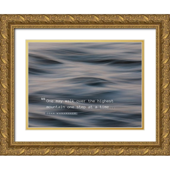 ArtsyQuotes 32x25 Gold Ornate Wood Framed with Double Matting Museum Art Print Titled - John Wanamaker Quote: One Step at a Time