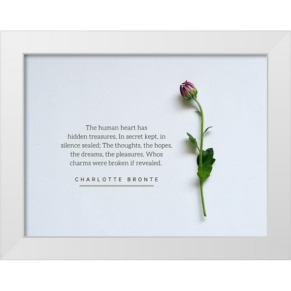 ArtsyQuotes 32x25 White Modern Wood Framed Museum Art Print Titled - Charlotte Bronte Quote: The Human Heart
