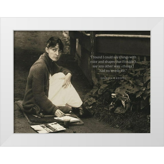 ArtsyQuotes 32x25 White Modern Wood Framed Museum Art Print Titled - Georgia OKeeffe Quote: Color and Shapes
